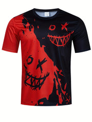 Grimace Block Pattern Print Short Sleeve Tee - Men's Summer Clothes