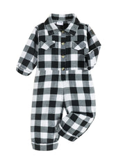 Kids Plaid Casual Jumpsuit Fall Winter Boys & Girls