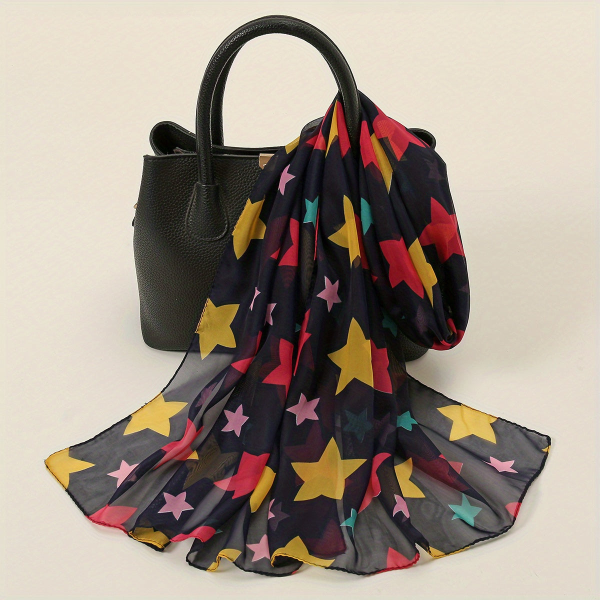 Pentagram Print Chiffon Scarf Lightweight Windproof Shawl