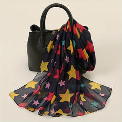 Pentagram Print Chiffon Scarf Lightweight Windproof Shawl