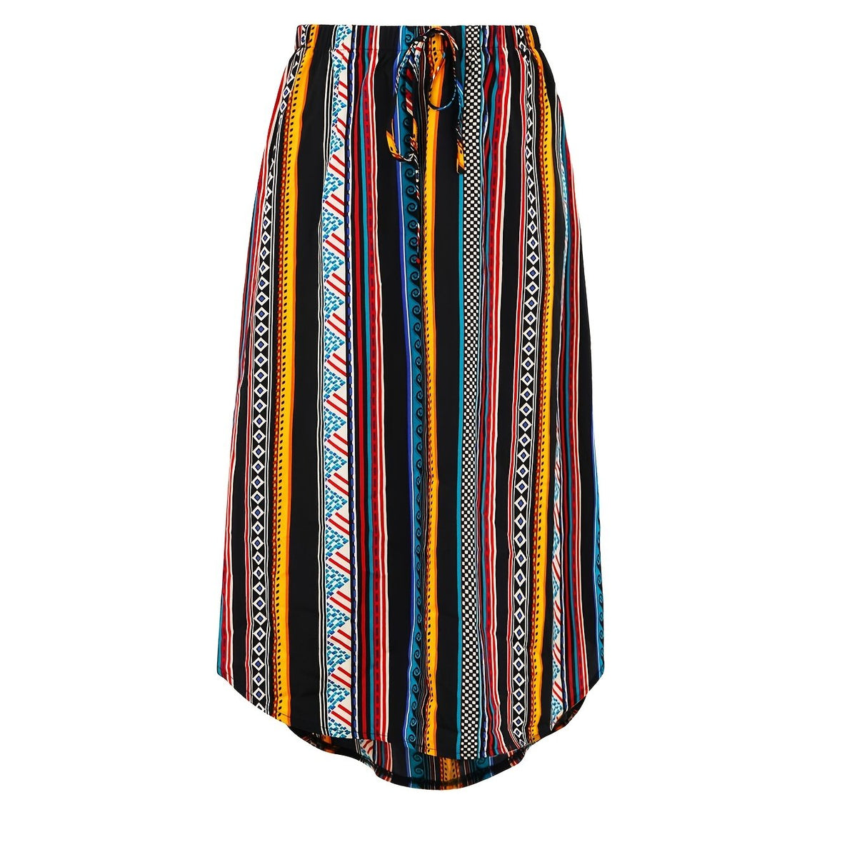 Geo Print Drawstring Skirt for Women