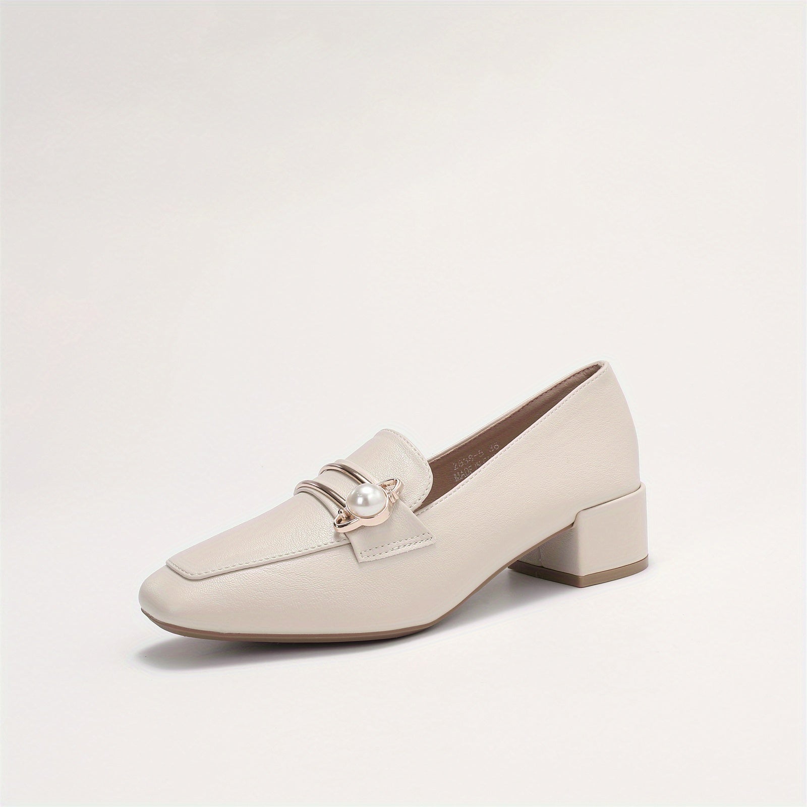 Women's Faux Metal Block Heels Slip On Shoes