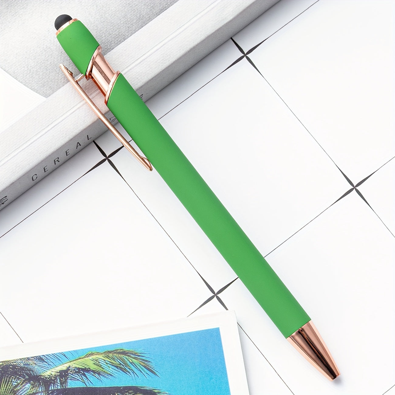 Green Laser Engraved Personalized Capacitor Pen Press Round Ball Pen