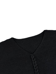  Casual Sweater Women's Plus Solid V Neck Lace Up Pullover Jumper