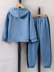 Boy's Clash Hoodie & Sweatpants Set Long Sleeve Top for Spring Fall