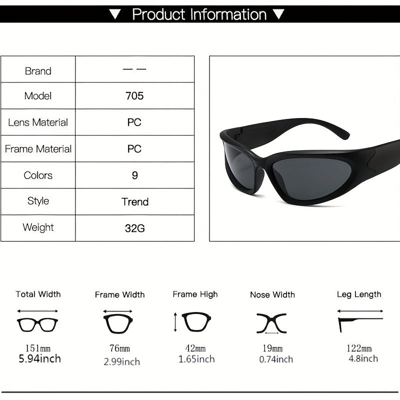 Y2K Wrap Around Sports Sunglasses Mirrored UV400 Shades