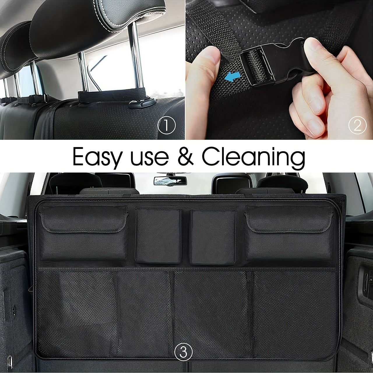 Car Trunk Storage Bags Rear Seat Car Storage Box w/ 8 Large Bags