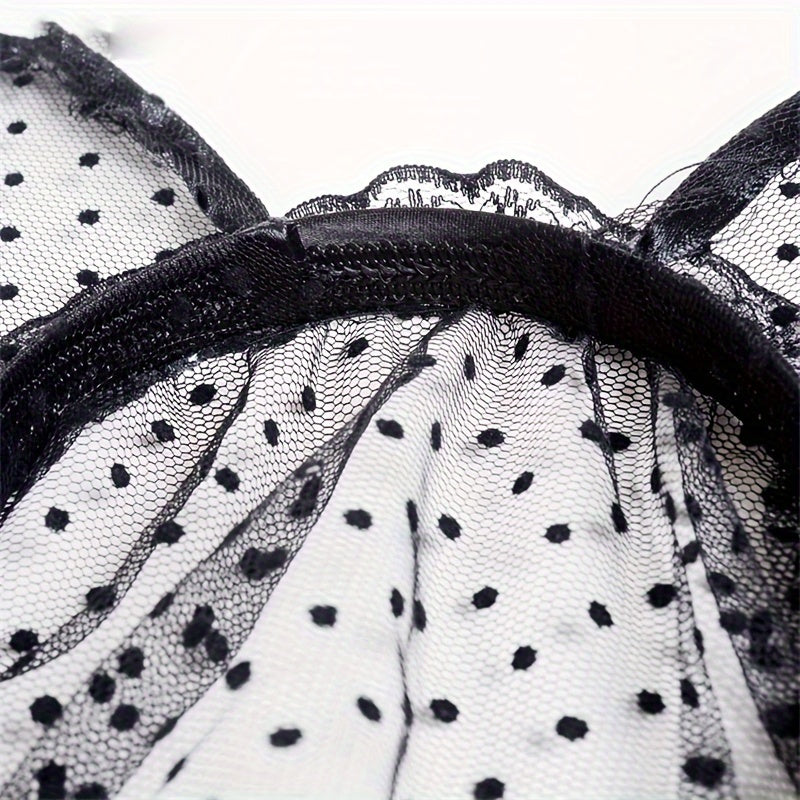 Cat Ear Headband with Removable Veil Lace Headband