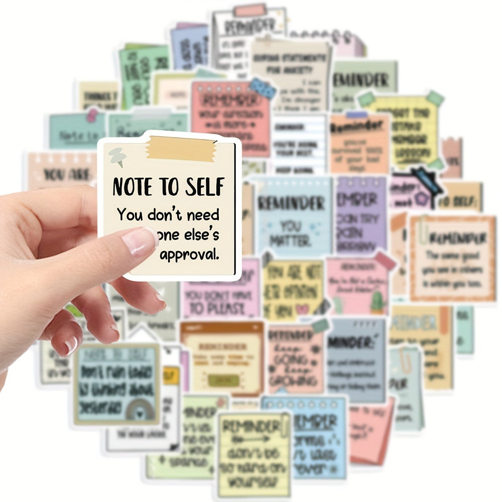 50pcs Pastel Reminder Stickers Positive Affirma Sticky Notes Self Adhesive Vinyl