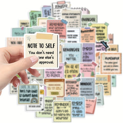 50pcs Pastel Reminder Stickers Positive Affirma Sticky Notes Self Adhesive Vinyl