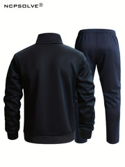 Men's Sports Suit Stand Collar Jacket & Stretch Pants