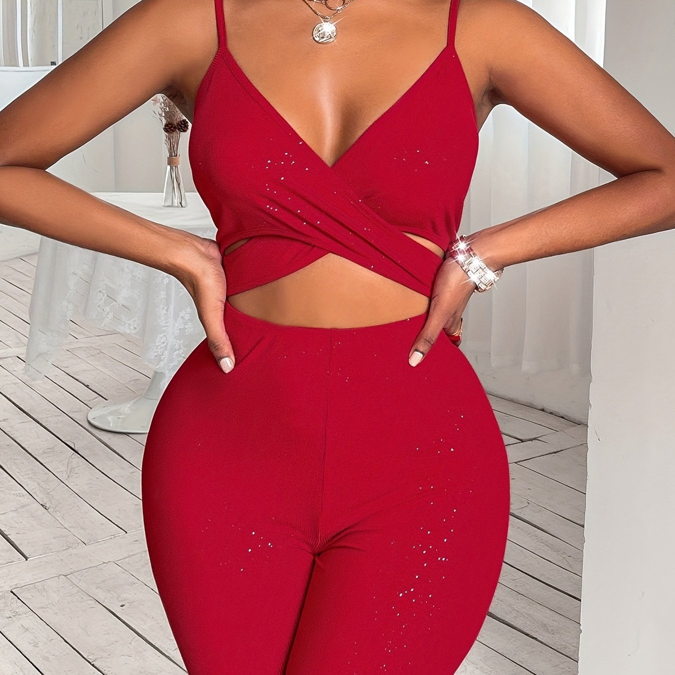 Sexy Backless V Neck Cami Romper