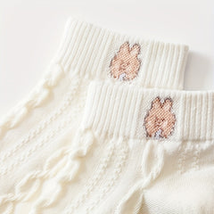 5 Pairs Casual Solid Socks Breathable Animal Pattern Low Cut Ankle Socks