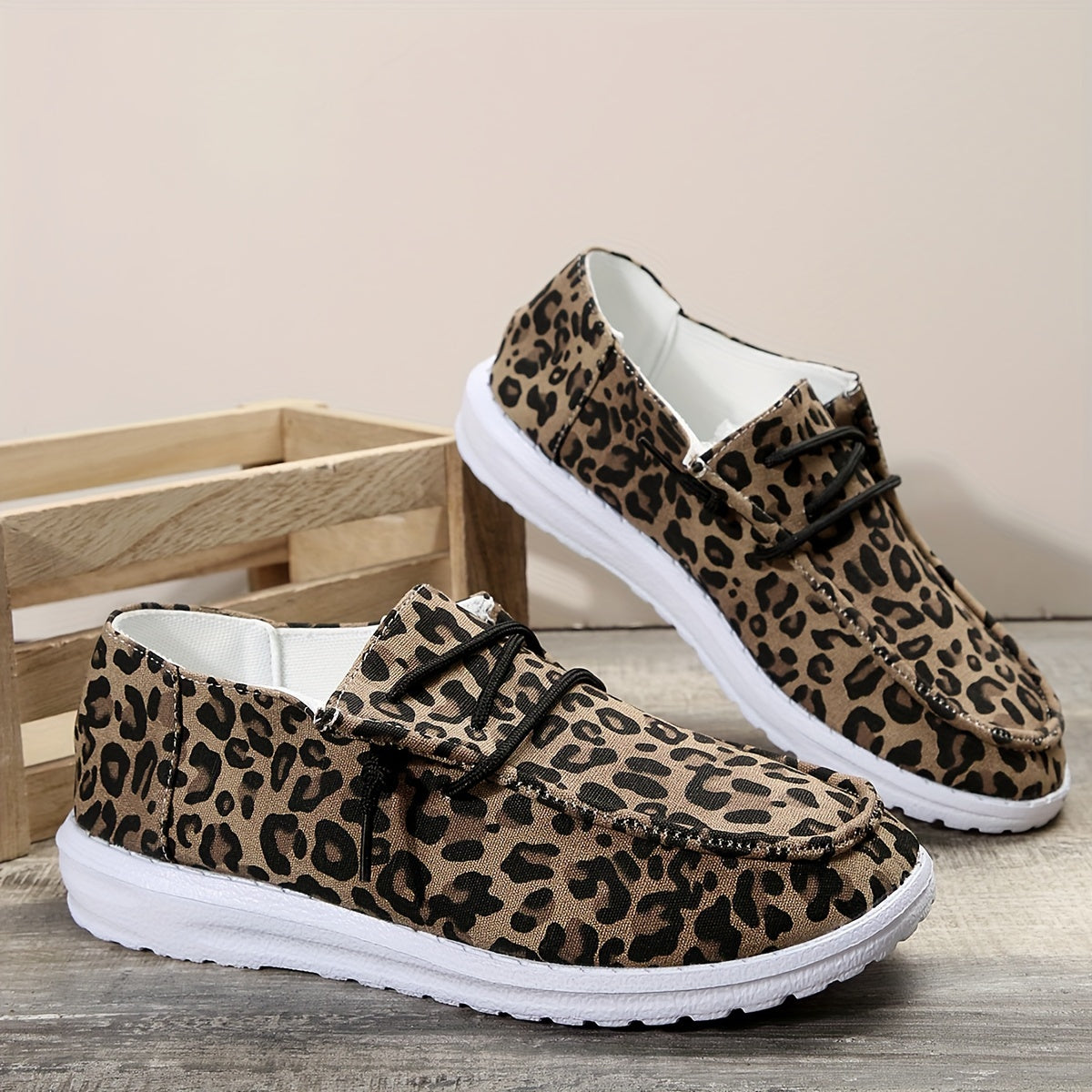 Leopard Print Boat Shoes Lightweight Slip-on Casual Flats