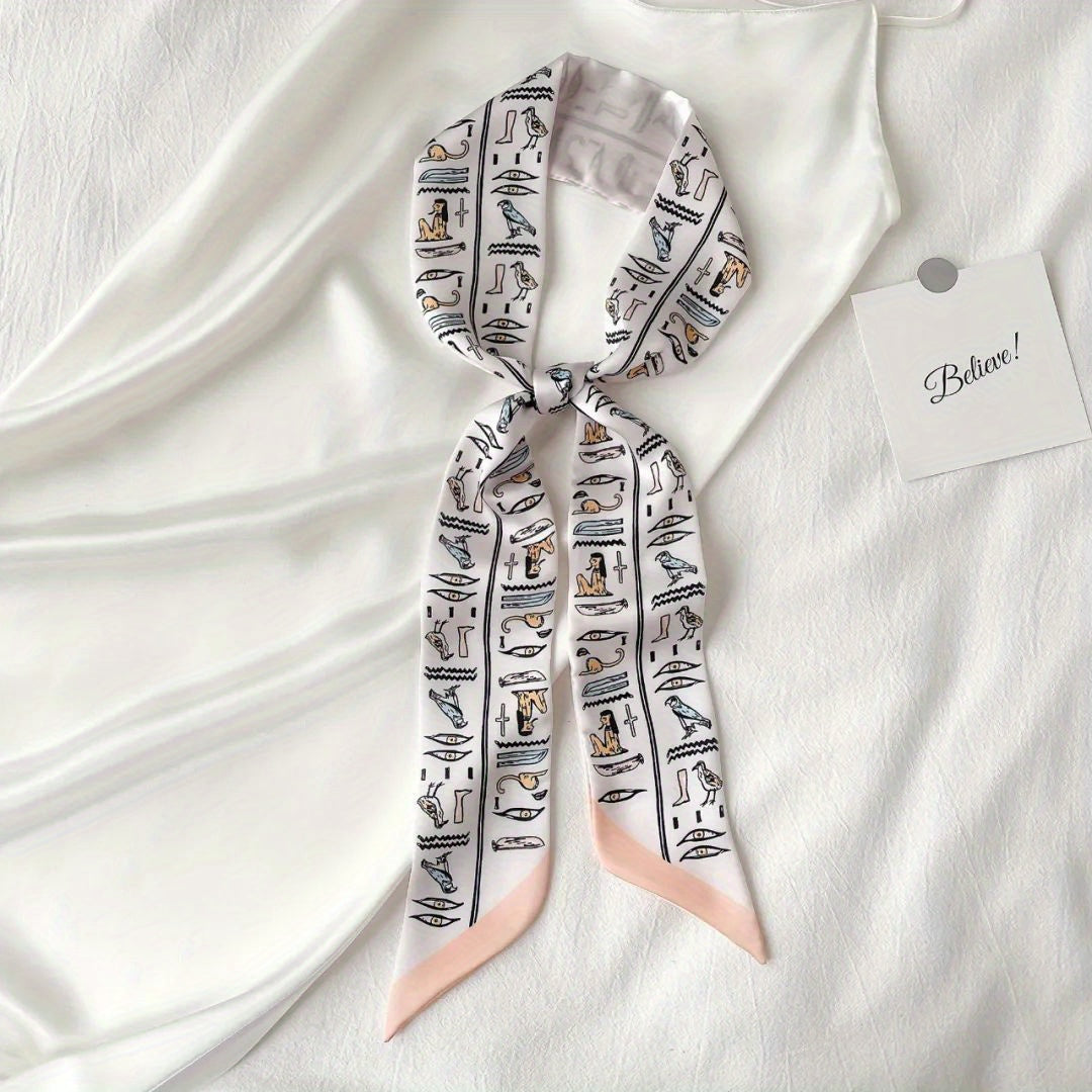 Butterfly Print Twilly Scarf Casual Ribbon Scarf
