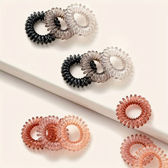 10pcs Transparent Spiral Hair Tie Gradient Hair Rope Elastic Ponytail Holder
