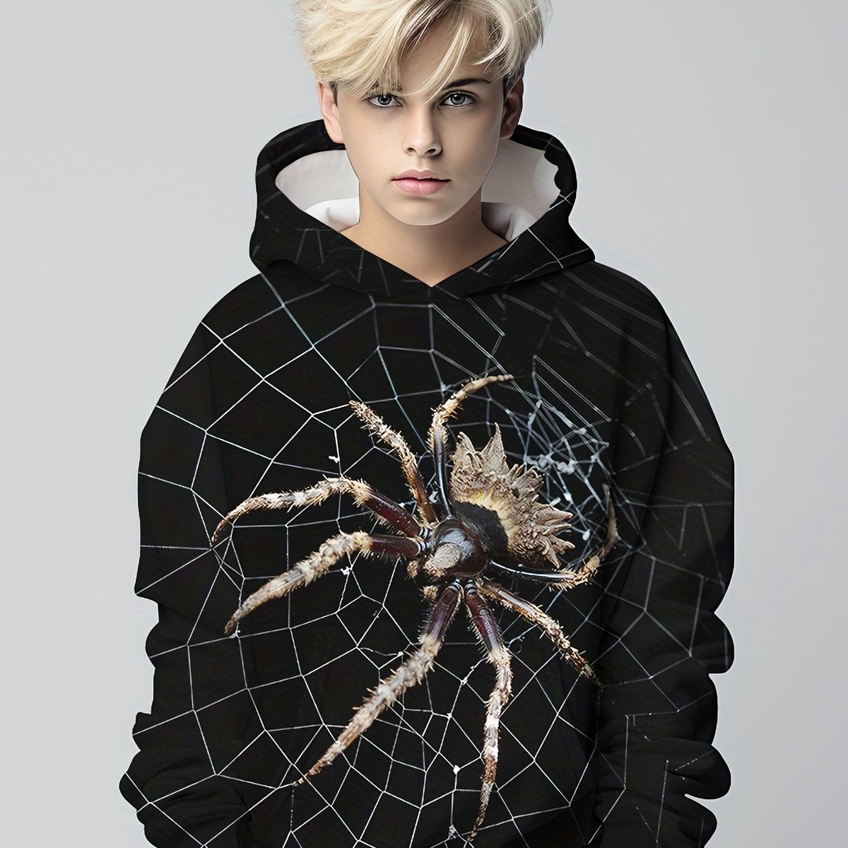 Spider 3D Print Boys Casual Hoodie Long Sleeve Sweatshirt