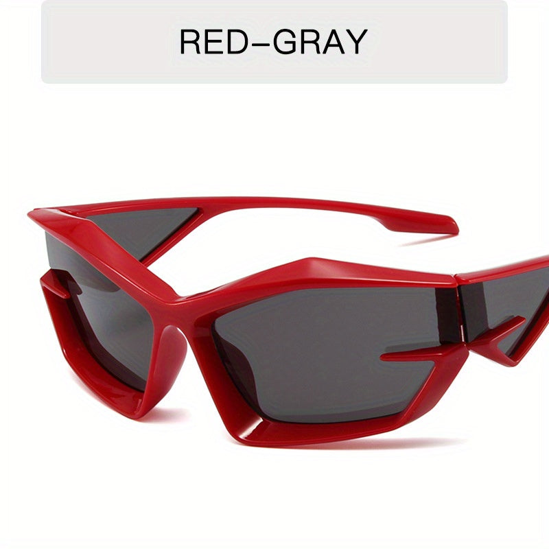 Y2K Wrap Around Sunglasses Cyberpunk Futuristic Mirror Lens UV400