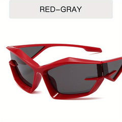 Y2K Wrap Around Sunglasses Cyberpunk Futuristic Mirror Lens UV400