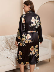  Nightgown Women's Floral Print Robe Long Sleeve