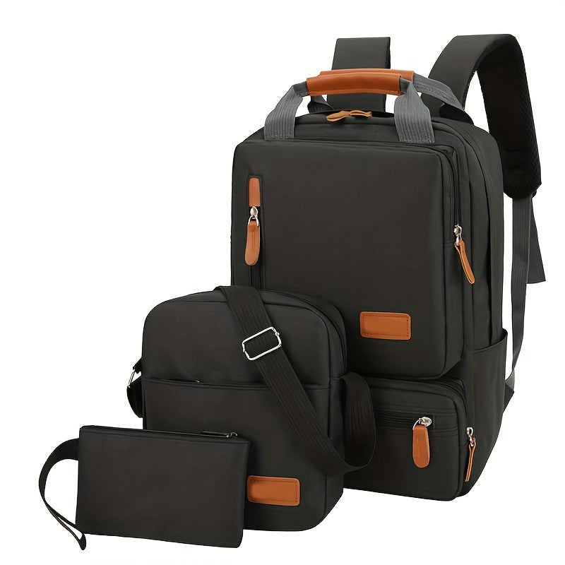 3Pcs Laptop Backpack Set Functional Travel School Bag With Crossbody Bag