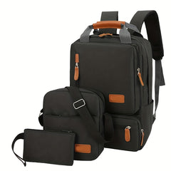 3Pcs Laptop Backpack Set Functional Travel School Bag With Crossbody Bag