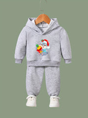 Christmas Bunny Print Hoodies Pants Set For Girls Boys