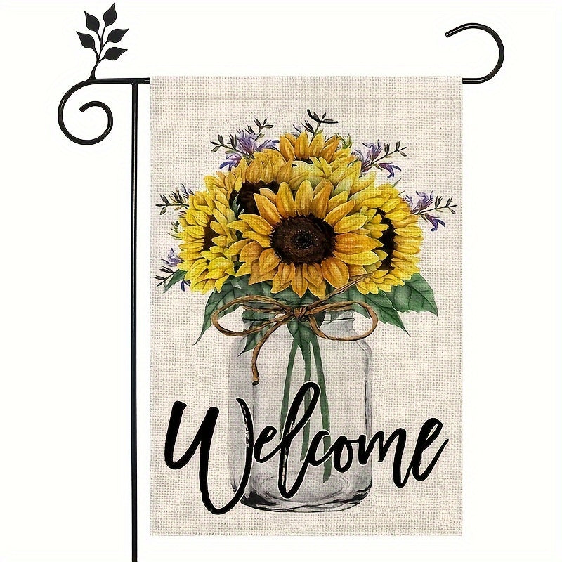 Sunflower Garden Flag Mason Jar Welcome Double Sided Vertical Outside Yard Flag