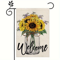 Sunflower Garden Flag Mason Jar Welcome Double Sided Vertical Outside Yard Flag