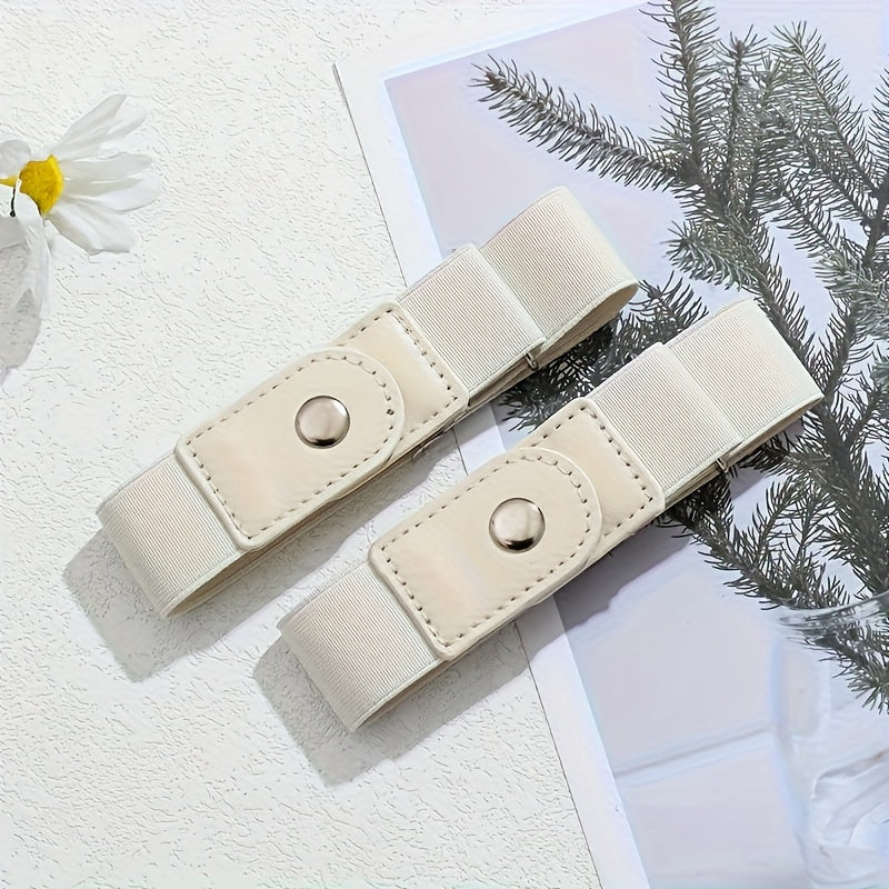 2pcs No Buckle Elastic Belt Stretchy For Women Men Pants Jeans Adjustable