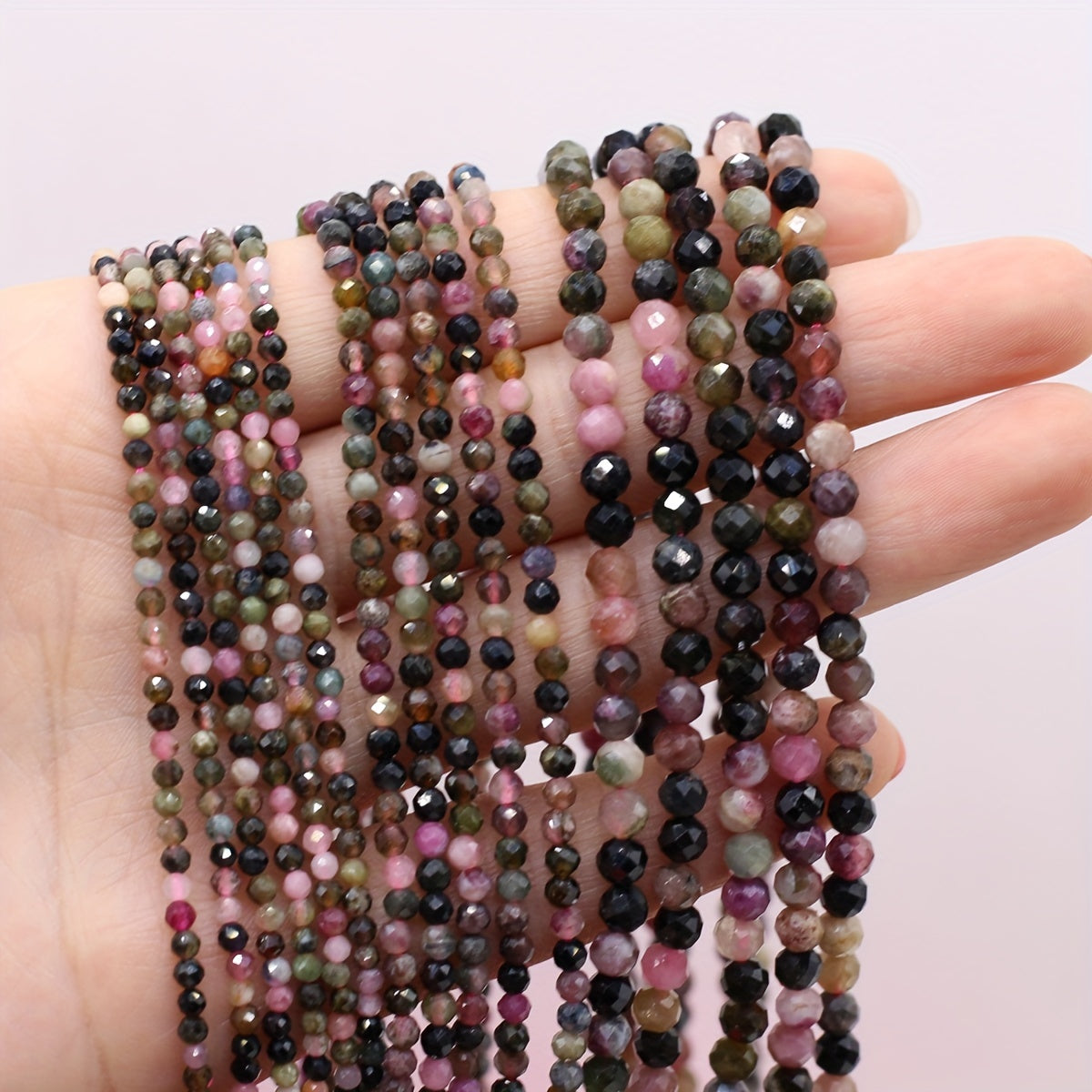 Tourmaline Faceted Small Beads Necklace 16 Inches