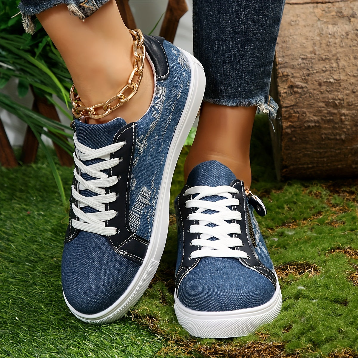 Lace Up Low Cut Skate Shoes Casual Wear Non Slip Walking Shoes