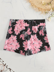  Floral Print High Waist Beach Shorts