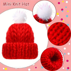 10pcs Christmas Knitted Hats for DIY Crafting Ornaments & Doll Hair Jewelry