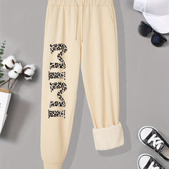 Women's Plus Size Leopard Letter Print Joggers