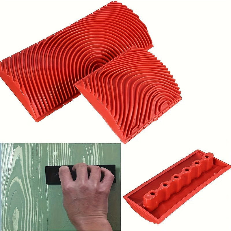 2pcs Rubber Wood Grain Rolling Brush Paint Tool