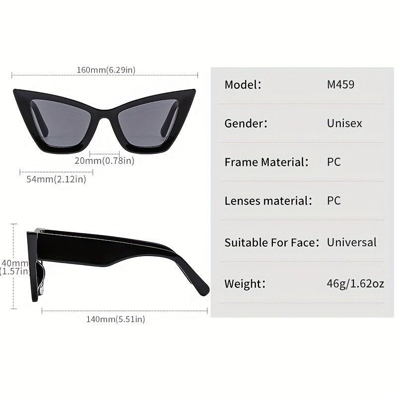 Cat Eye Sunglasses Y2K Block Frame Party Props