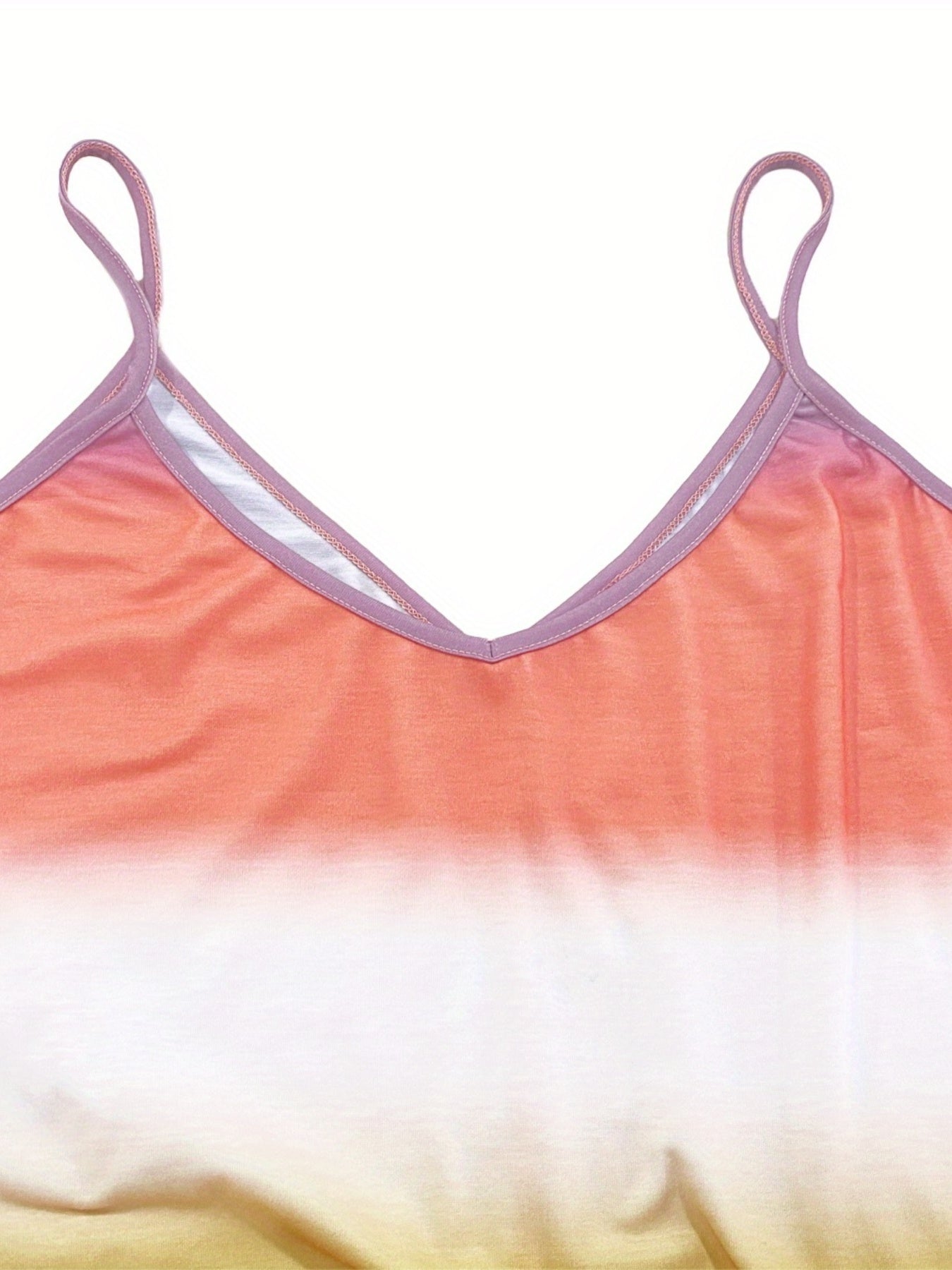  Colorblock Tie Dye V Neck Cami Dress With Pockets
