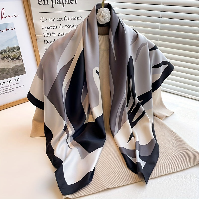 Wavy Block Shawl Large Square Scarf Outdoor Windproof Headwrap