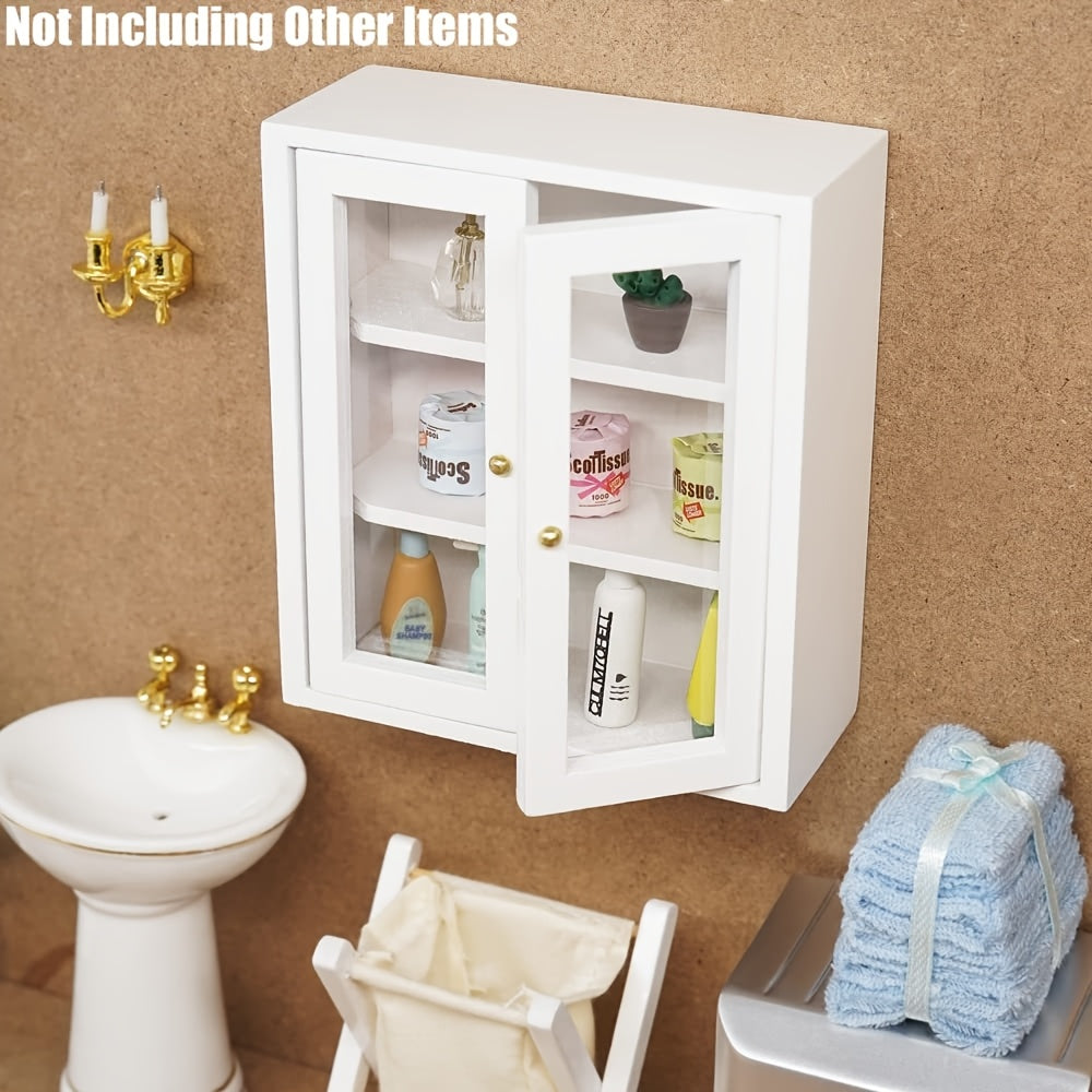 1:12 Scale Wall Mounted Cabinet with Glass Doors - Dollhouse Kit