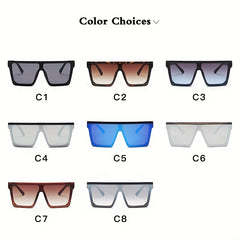 Half Rimless Oversized Square Sunglasses for Women Classic Sunshade Mirrored