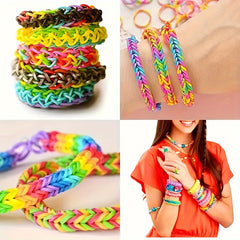 Halloween Party Rainbow Rubber Band Braided Leather Bracelet Set