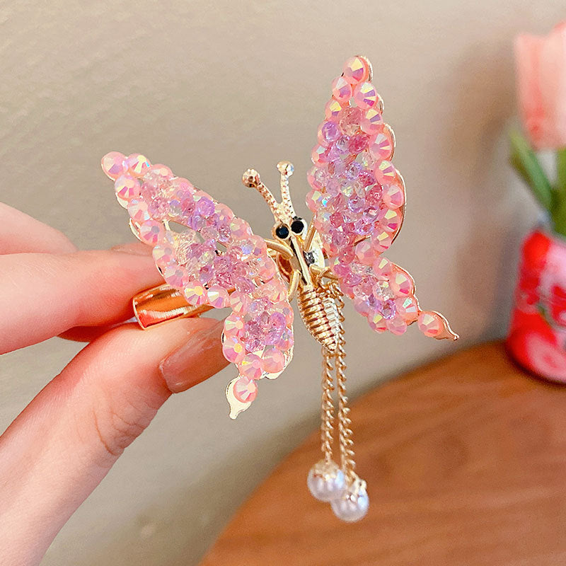 Metal Butterfly Hair Clips Glitter Hairpin Rhinestone Long Hair Clip