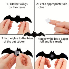 12pcs Halloween Bat Stickers 3D Bat Decorative Stickers Party Decoration