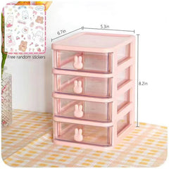 Rabbit Desktop Storage Box Transparent Drawer Desk Mini Storage