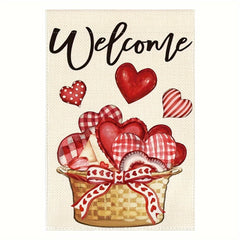 Valentines Love Heart Garden Flag Double Sided Outdoor Welcome Rustic Yard Flag