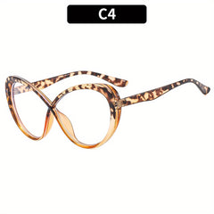 Y2K Light Blocking Glasses Jelly Block Cat Eye Clear Lens Anti Eyestrain