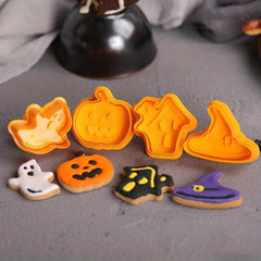 4pcs Halloween Cookie Plunger Cutters Fondant Mold Baking Tools