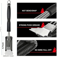 Grill Brush & Scraper 45 Barbecue Triple S BBQ Cleaner Safe Wire Bristles