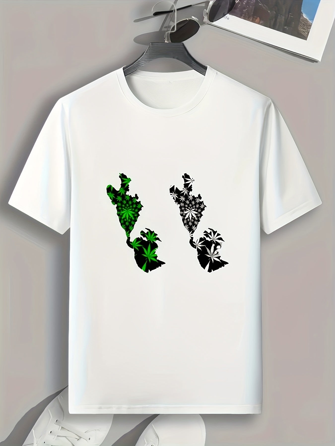 Leaves Print Men's Graphic T shirt for Summer